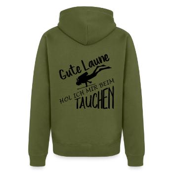 Diving Shirt • Snorkeling Swimming • Gift - Unisex Premium Organic Zip Hoodie - khaki - Back - Nico (187cm)