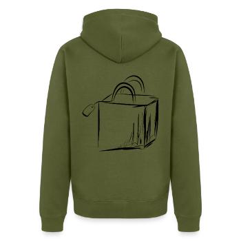 Shopping, Shopping, Shopping - Veste à capuche bio Premium Unisexe - kaki - Dos - Nico (187cm)