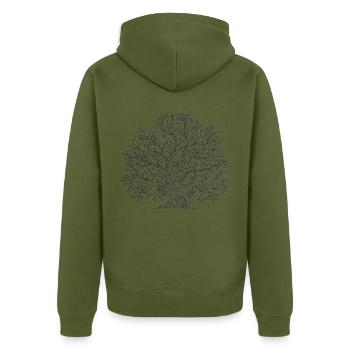 Tree of life - Yggdrasil - Unisex Premium Organic Zip Hoodie - khaki - Back - Nico (187cm)
