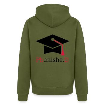 Doktortitel - Unisex Premium Bio Zip Hoodie - Khaki - Hinten - Nico (187cm)