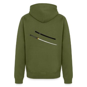 Katana Japonaise - Veste à capuche bio Premium Unisexe - kaki - Dos - Nico (187cm)