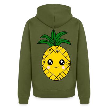 Carnaval, Carnaval, costumes, ananas - Veste à capuche bio Premium Unisexe - kaki - Dos - Nico (187cm)