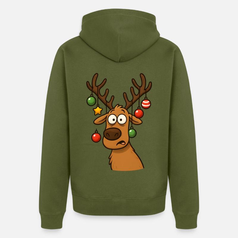 Cerf Rudolph Joyeux Noël doux - Veste à capuche bio Premium Unisexe - kaki
