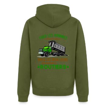 Routier Shirt • Meilleur Metier • Routier Cadeau - Veste à capuche bio Premium Unisexe - kaki - Dos - Nico (187cm)
