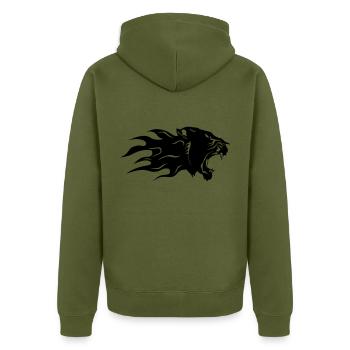 panthere noir profil flamme 3 - Veste à capuche bio Premium Unisexe - kaki - Dos - Nico (187cm)