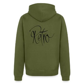 Retro - Unisex Premium Organic Zip Hoodie - khaki - Back - Nico (187cm)