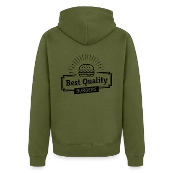 meilleur burger de qualité - Veste à capuche bio Premium Unisexe - kaki - Dos - Nico (187cm)