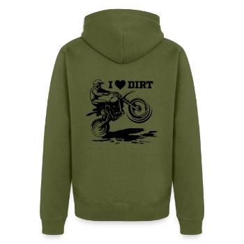 I love dirt Motorcross - Veste à capuche bio Premium Unisexe - kaki - Dos - Nico (187cm)