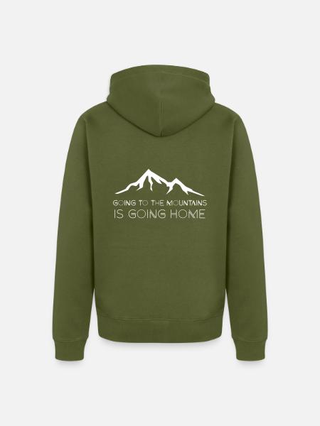 Zuhause in den Bergen - Unisex Premium Bio Zip Hoodie - Khaki
