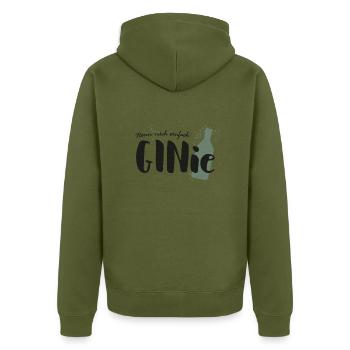 Ginie Gin o clock Tonic Alkohol Sprüche Geschenk - Unisex Premium Bio Zip Hoodie - Khaki - Hinten - Nico (187cm)