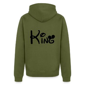 Conception de couple! Roi - Reine! - Veste à capuche bio Premium Unisexe - kaki - Dos - Nico (187cm)