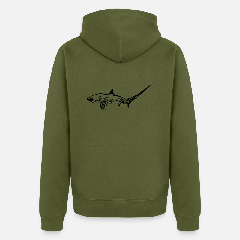 Requin renard élégant - Veste à capuche bio Premium Unisexe - kaki