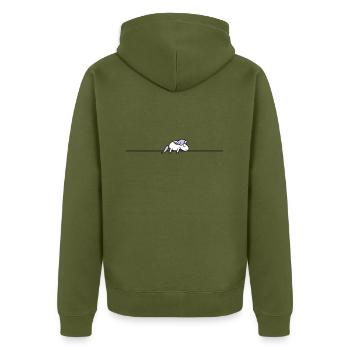 schlafendes Einhorn - Unisex Premium Bio Zip Hoodie - Khaki - Hinten - Nico (187cm)