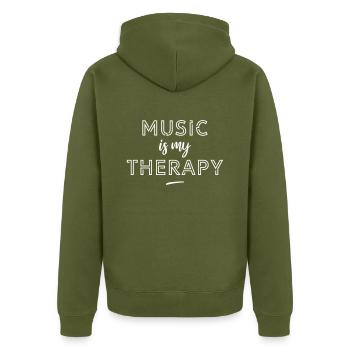 Music is my therapy - Veste à capuche bio Premium Unisexe - kaki - Dos - Nico (187cm)