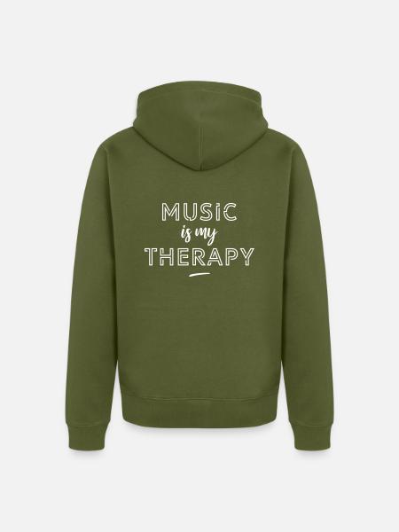 Music is my therapy - Unisex Premium Organic Zip Hoodie - khaki