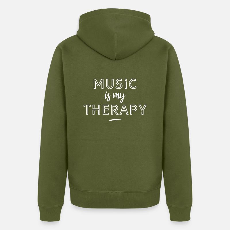 Music is my therapy - Veste à capuche bio Premium Unisexe - kaki