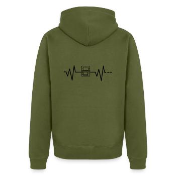 Herzschlag Gaming Gamer Konsole DS 3DS Retro Mario - Unisex Premium Bio Zip Hoodie - Khaki - Hinten - Nico (187cm)