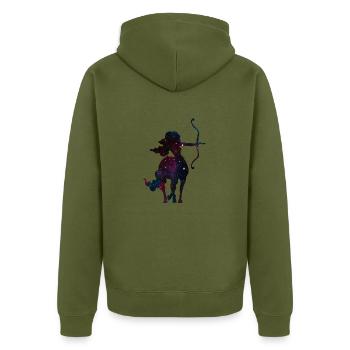 Sagittarius zodiac gift - Unisex Premium Organic Zip Hoodie - khaki - Back - Nico (187cm)