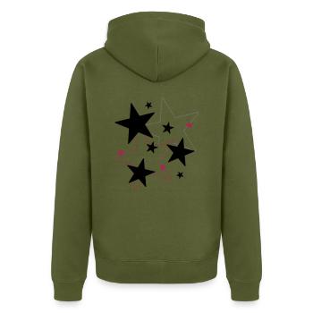 Stern & Star - Unisex Premium Bio Zip Hoodie - Khaki - Hinten - Nico (187cm)