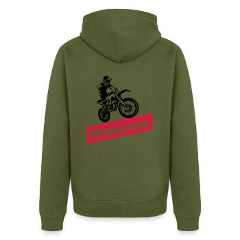 motocross dirt bike - Unisex Premium Bio Zip Hoodie - Khaki - Hinten - Nico (187cm)