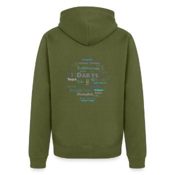 Dart - Word Cloud Blue - Unisex Premium Organic Zip Hoodie - khaki - Back - Nico (187cm)