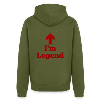 I'm laying, legend - Unisex Premium Organic Zip Hoodie - khaki - Back - Nico (187cm)