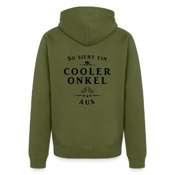 So sieht ein cooler Onkel aus - Unisex Premium Bio Zip Hoodie - Khaki - Hinten - Nico (187cm)
