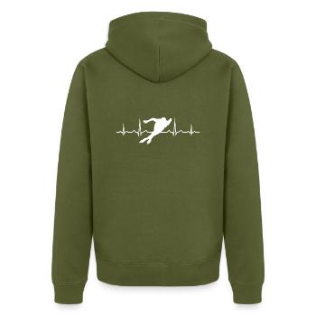 Herzschlag Speedskating Eisschnelllauf Herren Spee - Unisex Premium Bio Zip Hoodie - Khaki - Hinten - Nico (187cm)