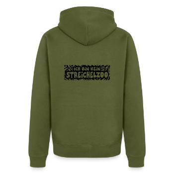 Ich bin kein Streichelzoo - Unisex Premium Bio Zip Hoodie - Khaki - Hinten - Nico (187cm)