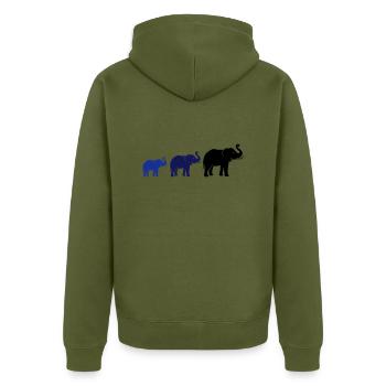 elefanten family - Unisex Premium Bio Zip Hoodie - Khaki - Hinten - Nico (187cm)