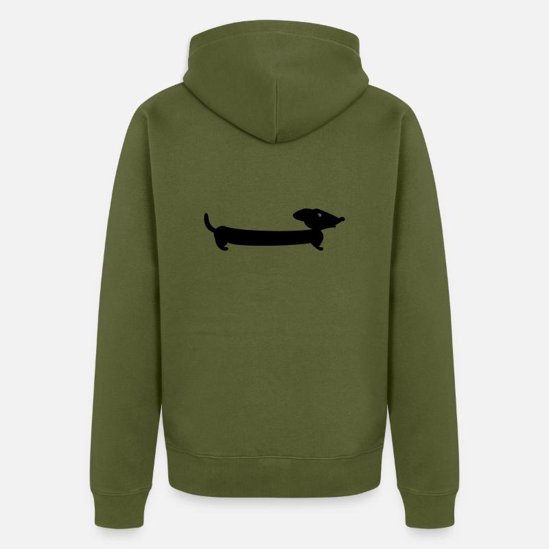 stretch teckel / stretch dachshund (1c) - Veste à capuche bio Premium Unisexe - kaki