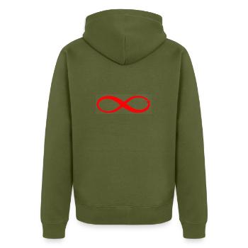 Hotwife infinity red symbol - Unisex Premium Organic Zip Hoodie - khaki - Back - Nico (187cm)