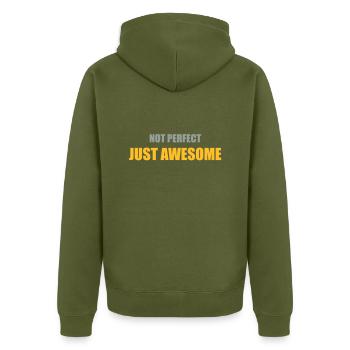 awesome - Unisex Premium Bio Zip Hoodie - Khaki - Hinten - Nico (187cm)