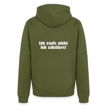 Bier - Ich saufe nicht - Unisex Premium Bio Zip Hoodie - Khaki - Hinten - Nico (187cm)