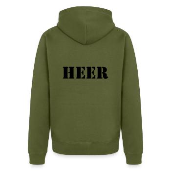 Heer schwarz - Unisex Premium Bio Zip Hoodie - Khaki - Hinten - Nico (187cm)