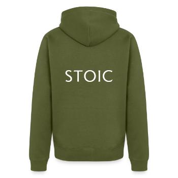 Stoicism T-Shirt - Unisex Premium Bio Zip Hoodie - Khaki - Hinten - Nico (187cm)