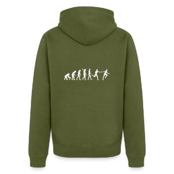 Leichtathletik Staffel - Unisex Premium Bio Zip Hoodie - Khaki - Hinten - Nico (187cm)