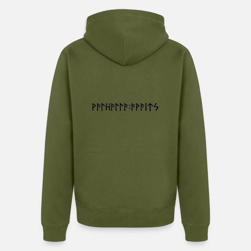 Walhalla Awaits - Runenschrift - Unisex Premium Bio Zip Hoodie - Khaki