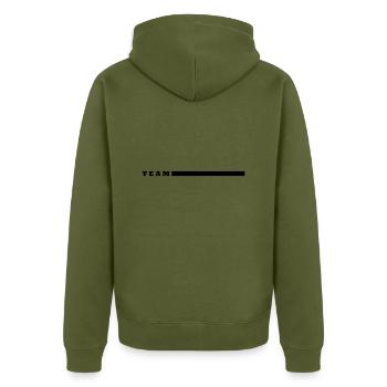 Team Sport Partner Look Design + YOUR TEXT - Unisex Premium Organic Zip Hoodie - khaki - Back - Nico (187cm)