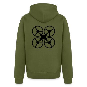 Drohne - Unisex Premium Bio Zip Hoodie - Khaki - Hinten - Nico (187cm)