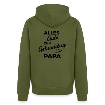 Alles Gute zum Geburtstag Papa - Unisex Premium Bio Zip Hoodie - Khaki - Hinten - Nico (187cm)