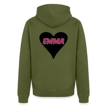 Amour Emma coeur cadeau - Veste à capuche bio Premium Unisexe - kaki - Dos - Nico (187cm)
