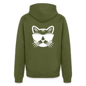 Cat, cat, animal, pet, pet - Unisex Premium Organic Zip Hoodie - khaki - Back - Nico (187cm)
