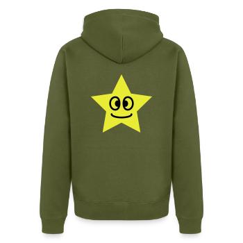 Stern Smiley Smily Augen Mund glücklich lachen - Unisex Premium Bio Zip Hoodie - Khaki - Hinten - Nico (187cm)