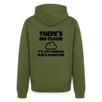 IT Spruch Cloud Computer Entwickler Programmierer - Unisex Premium Bio Zip Hoodie - Khaki - Hinten - Nico (187cm)