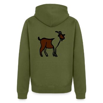 Goat - Line Art - Choose your color - Unisex Premium Bio Zip Hoodie - Khaki - Hinten - Nico (187cm)