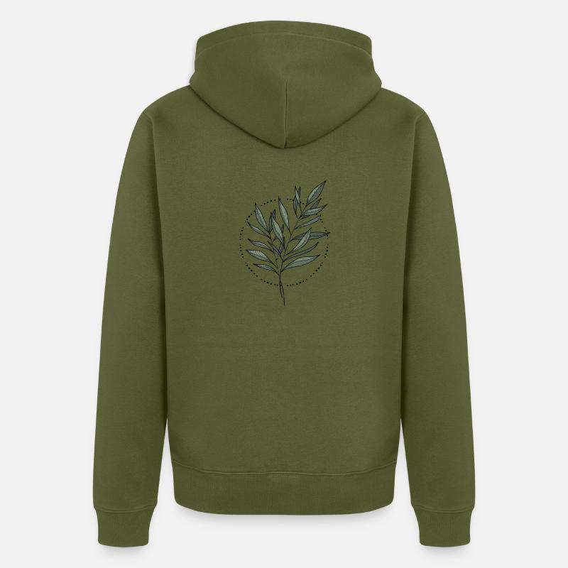 Feuilles Conception mandala - Veste à capuche bio Premium Unisexe - kaki