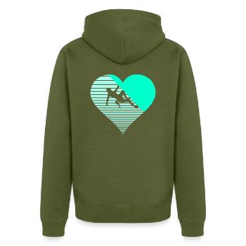 bouldern - Unisex Premium Bio Zip Hoodie - Khaki - Hinten - Nico (187cm)
