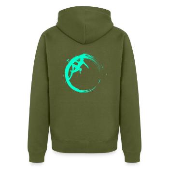 boulderer - Unisex Premium Bio Zip Hoodie - Khaki - Hinten - Nico (187cm)
