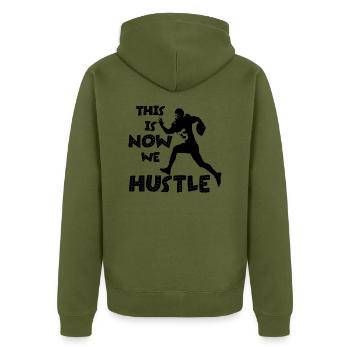 football - Unisex Premium Organic Zip Hoodie - khaki - Back - Nico (187cm)